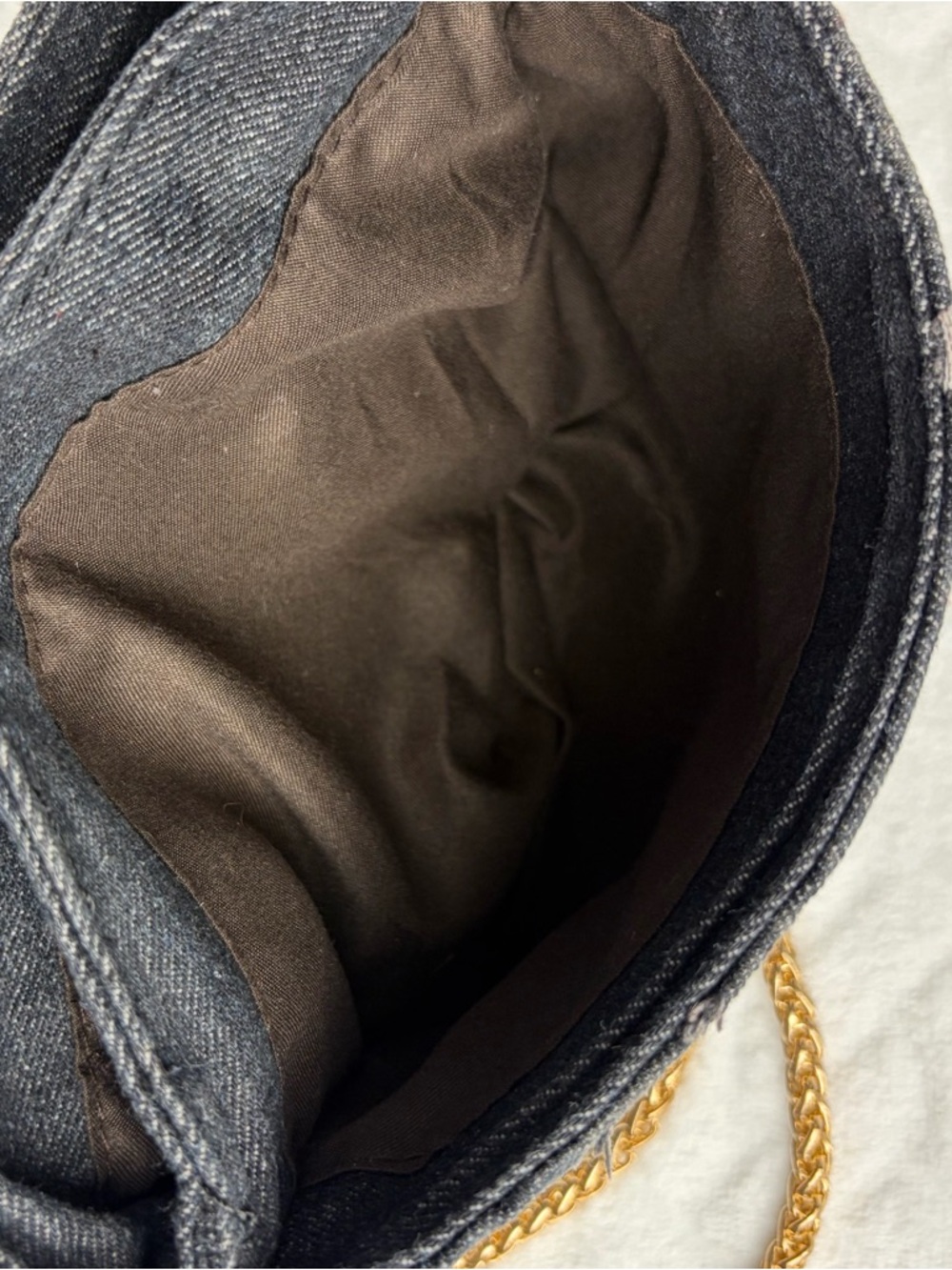 Distressed Y2K Boho inspired black Denim bag with pink 3D embroidered flower - Picture 10 of 10